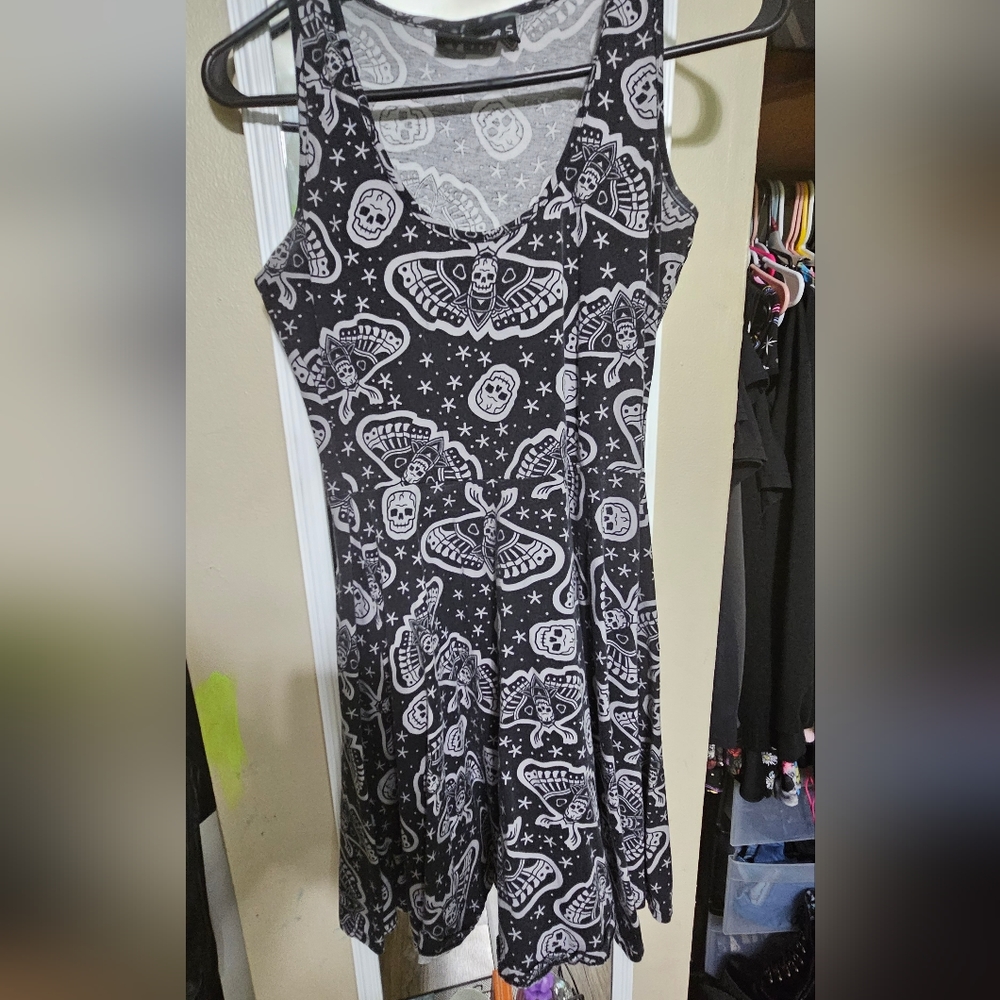 Sourpuss death moth skater dress